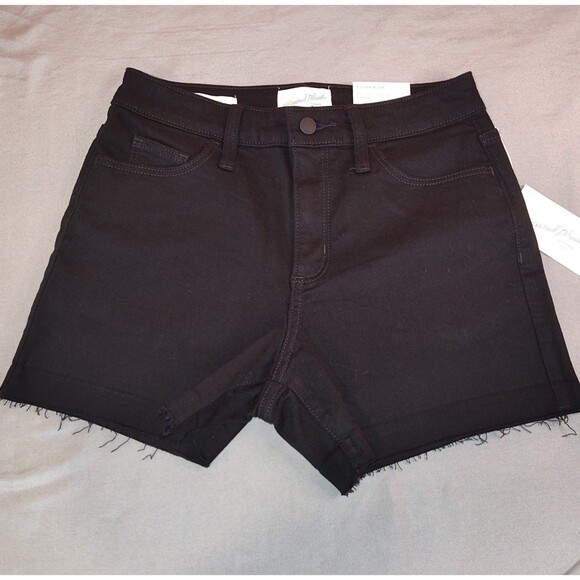 Women's Universal Thread High Rise Midi Jean Shorts Black 4 - Picture 1 of 5